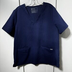 Figs Scrub Top Womens XLarge Navy Blue Casma Three-Pocket Technical Collection